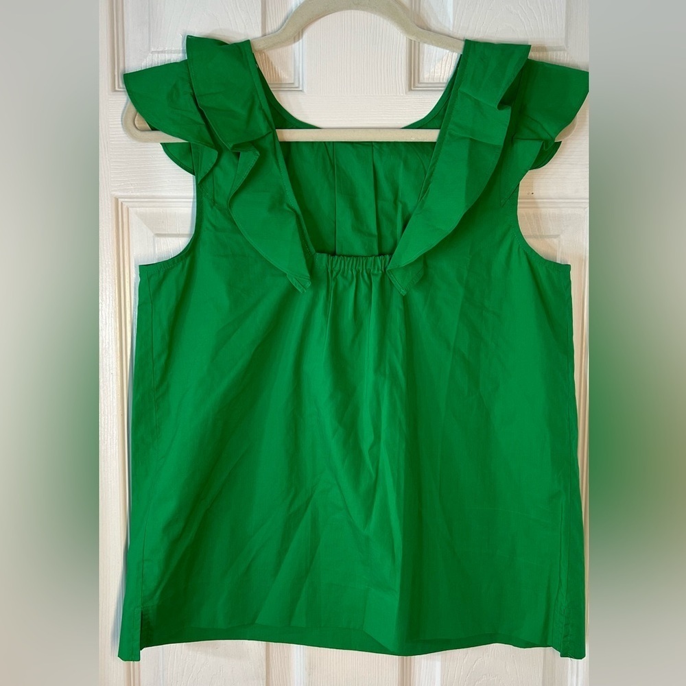 J. Crew Flutter Sleeve Blouse size 4 Kelly Green - Picture 2 of 6